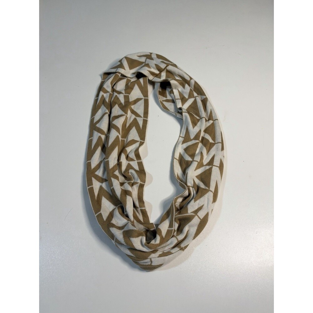 Michael Kors Women's Designer Infinity Scarf Accessory Monogram Ivory/Gold